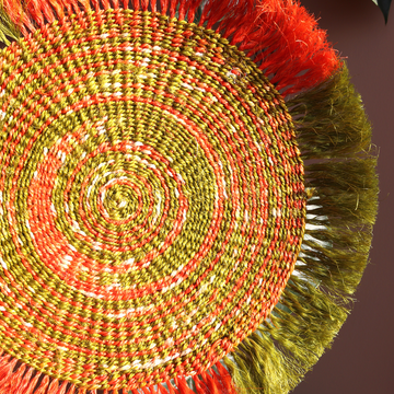 Orange and Jungle Green Boho Placemats | Sisal mats with fringe