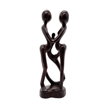 Man, Wife & Child Wood Carving | Sculpture