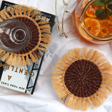 Sisal coasters with fringe | Bohemian Table Decor