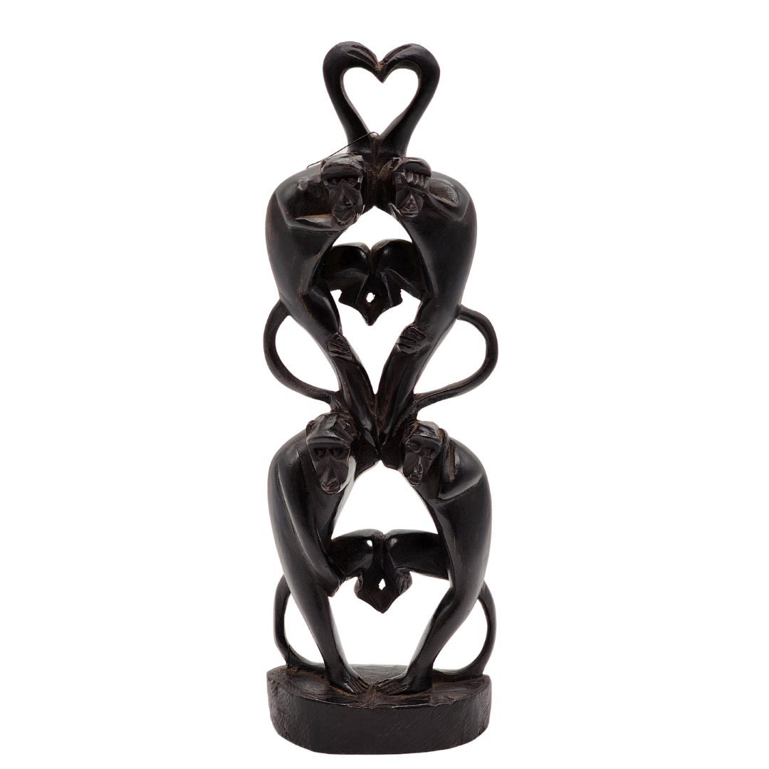 Wise Monkey Wood Carving | Wall hanging Sculpture