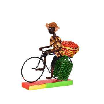 Handcrafted Cyclist Sculpture | Tomatoes/Banana Vendor