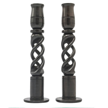 Pair of wooden candle holders