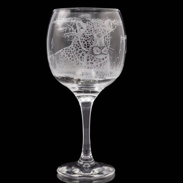Set of two engraved wine glasses