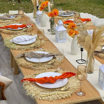 Boho Placemats Set of 6 | Natural Raffia Table Mats