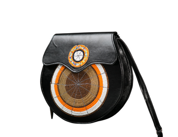 Leather beaded sling bag