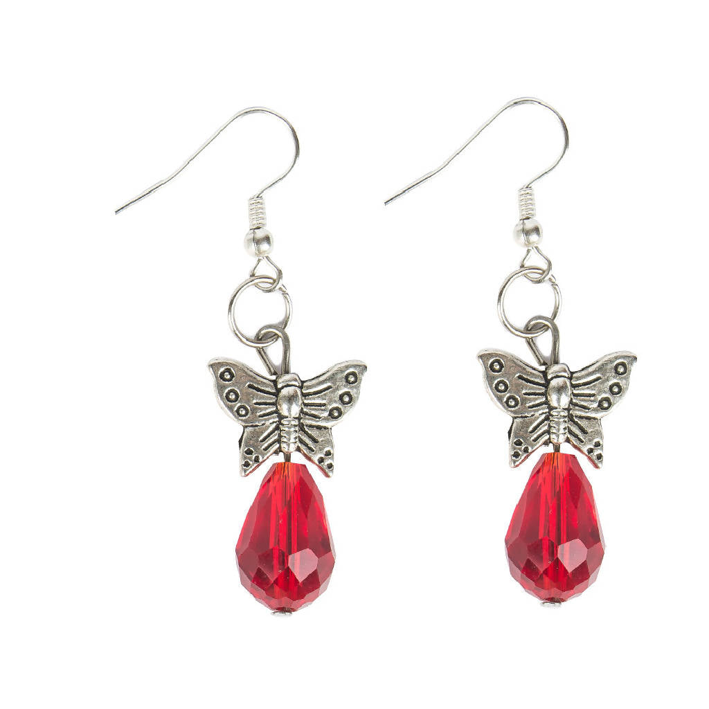 Red shop butterfly earrings