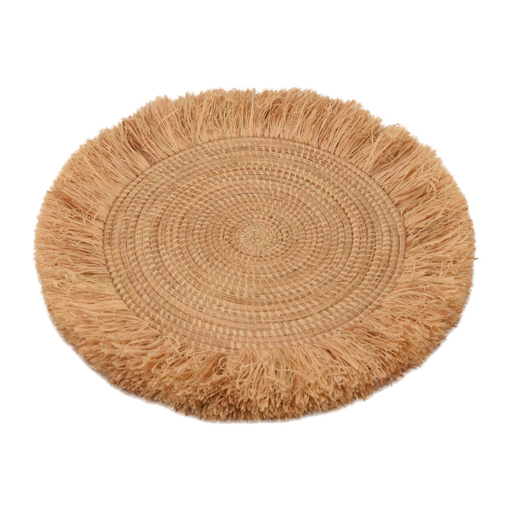 African Handmade woven round rattan placemats Set Of 6