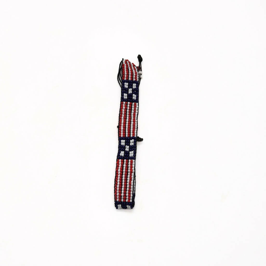 Colorful Beaded Flag Bracelet - USA
