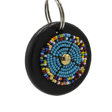 Leather with bead detail keychain