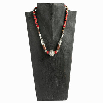 Red Antique Silver Necklace