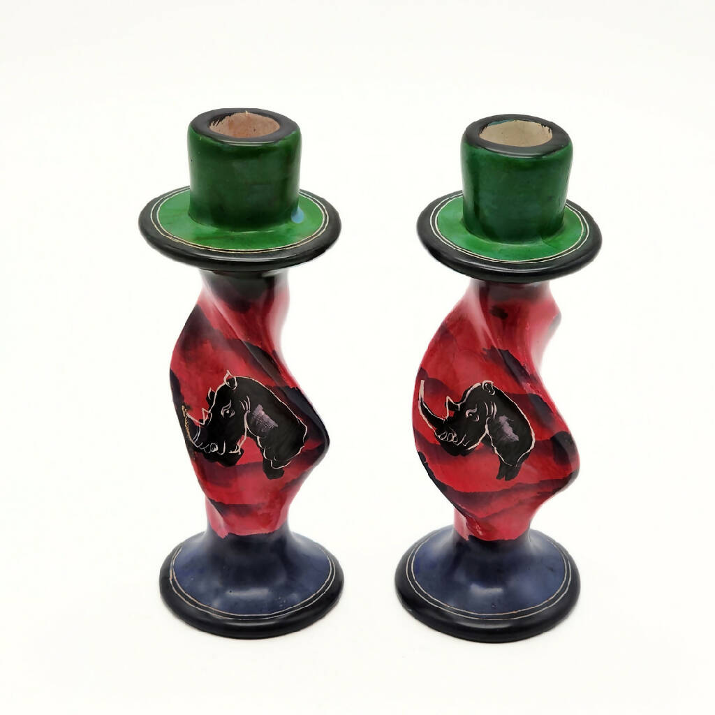 Rhino Soapstone Candle Stand