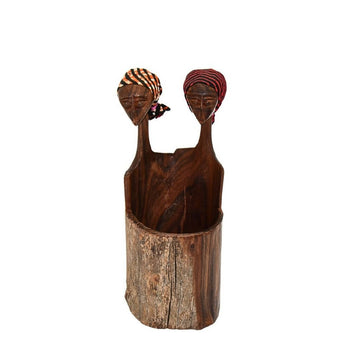 Hand-carved Oak Wood Sculpture | Pencil Holder