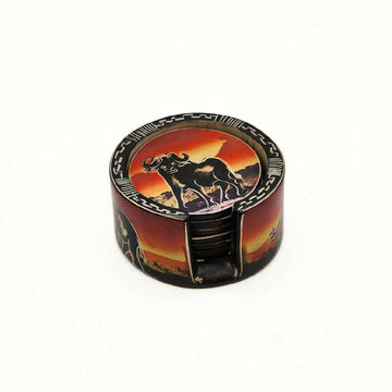 African Wildlife Soapstone Coasters|African Circular Coasters