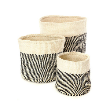 Set of 3 sisal storage baskets | black
