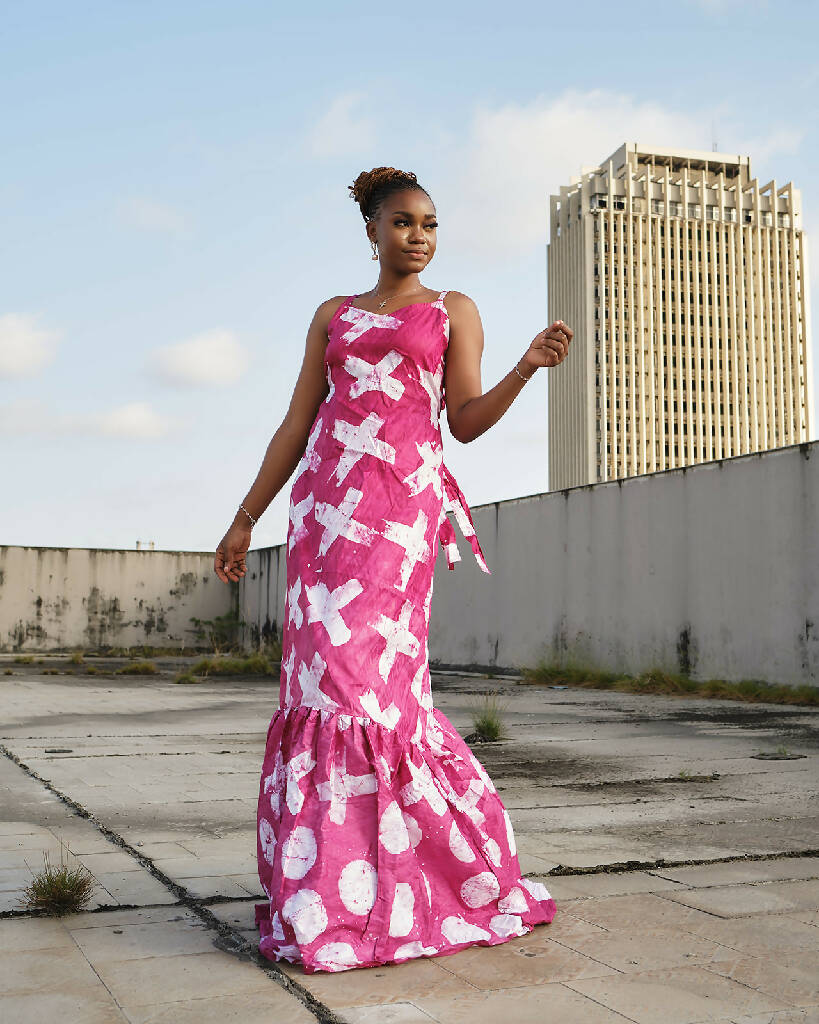 african summer maxi dresses Uwak African Print Maxi Dress (Brown)