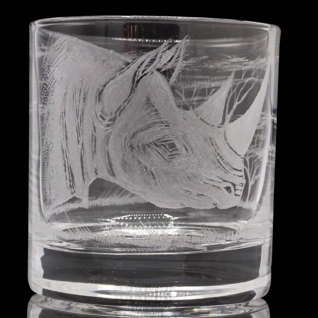 Two Engraved Glass Tumblers