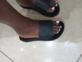 Plain leather wedge sandals - Mawu Africa