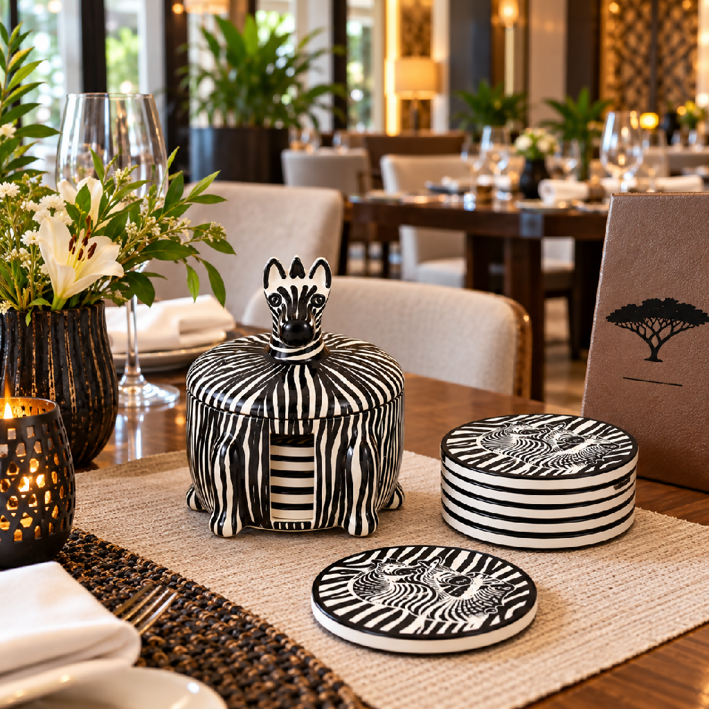 Handcrafted Soapstone Zebra Coasters - Mawu Africa