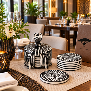 Handcrafted Soapstone Zebra Coasters