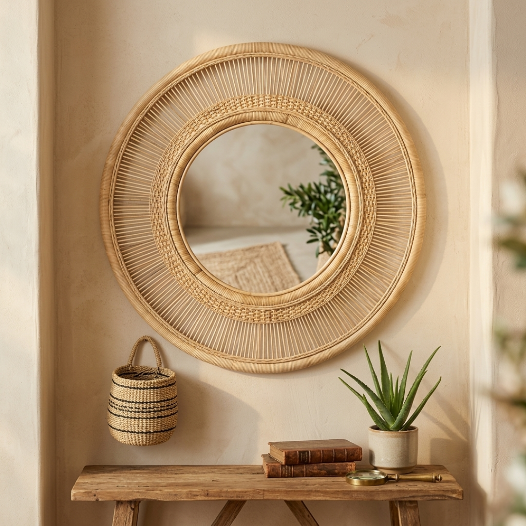 Handcrafted Malawi Cane Mirror - Mawu Africa