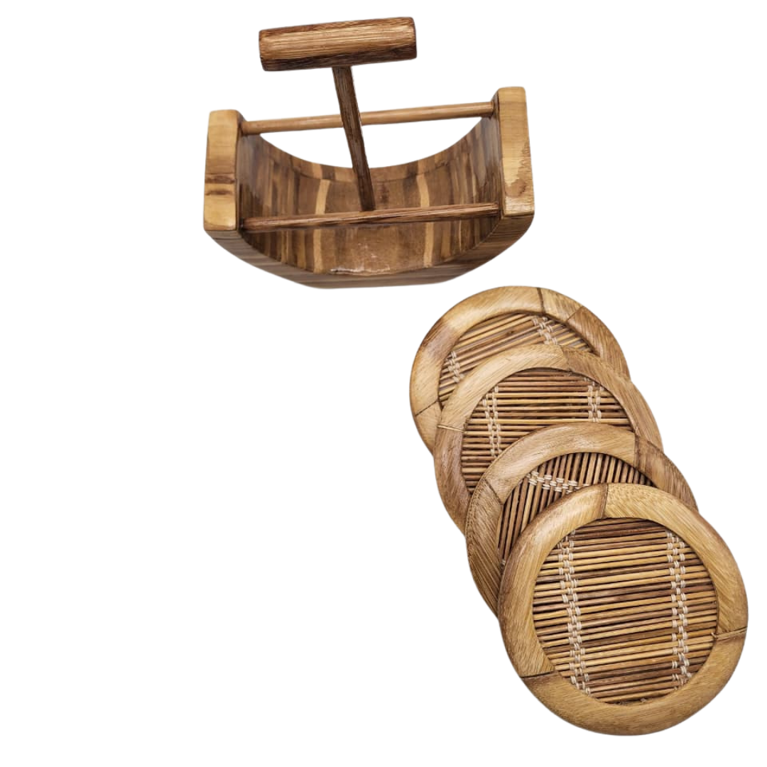 Sunset Drift Bamboo Coasters - set of 4