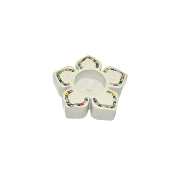 Soapstone Star Candle Holder with Maasai Beadwork | Natural Stone | Kenyan Hand-Carved - Mawu Africa