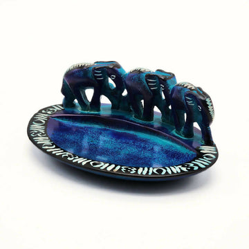 Tri Blue Soapstone Bowl - Mawu Africa