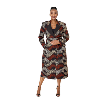 Ankara Trench Coat-Cream Print