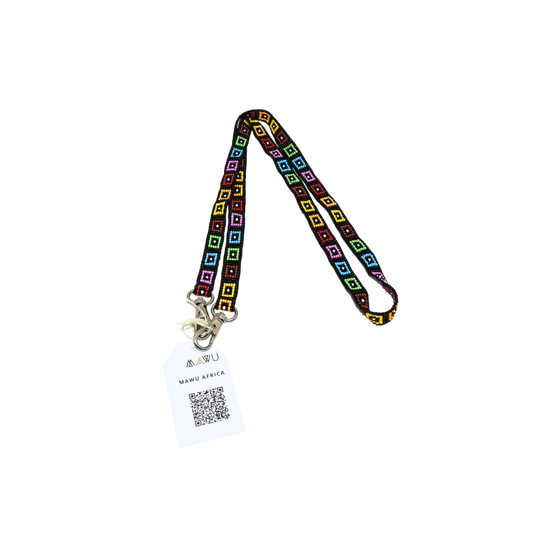 Handmade Beaded Lanyard | Maasai Beadwork | ID Badge Holder | Customizable| Box style