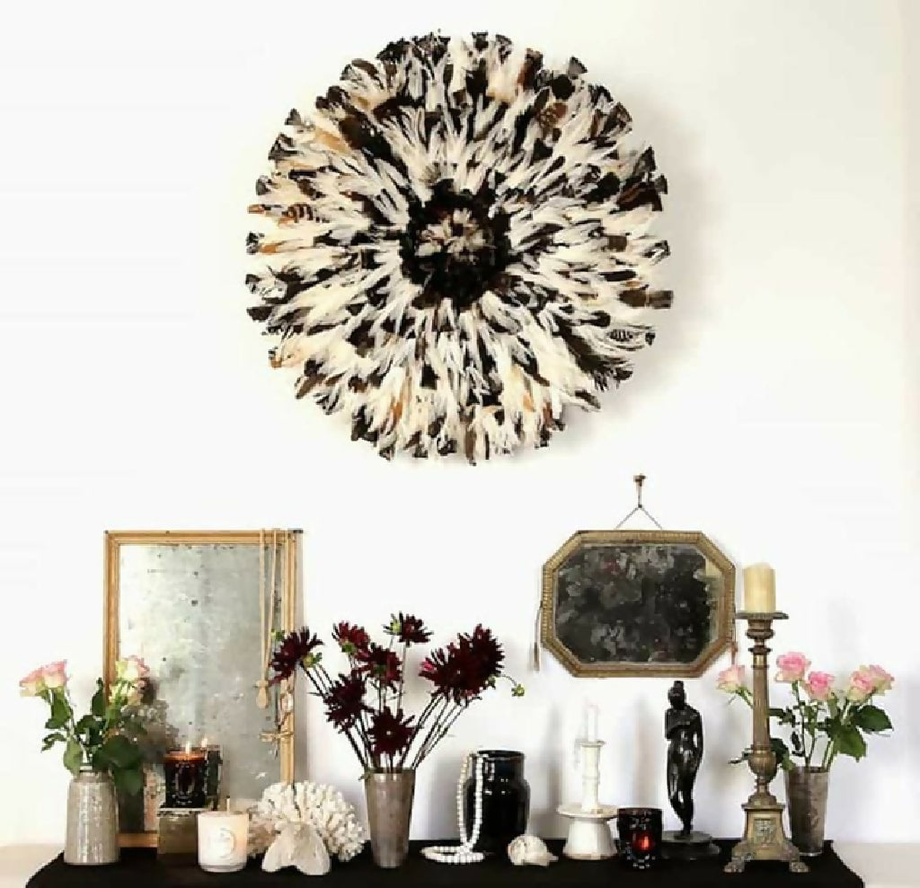 African Feather Juju Hat/Bamiléké Ceremonial Wall Décor - Mawu Africa