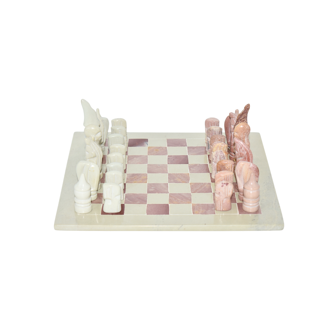 African Inspired Chessboard | Natural Square Soapstone Chess Board