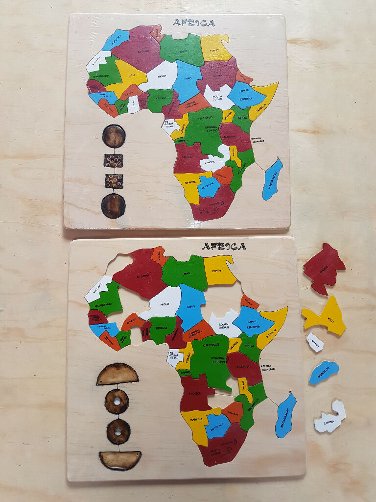 Wooden Africa Map Puzzle- Square - Mawu Africa