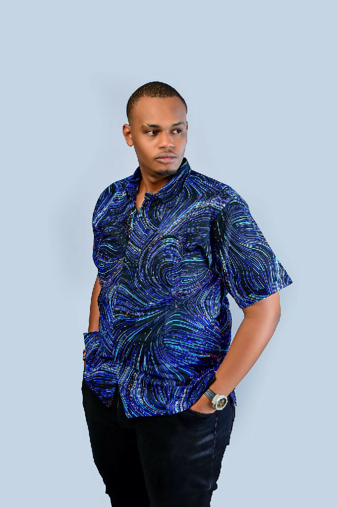 Blue African Shirt Short Sleeve1