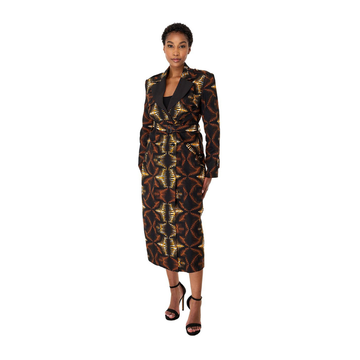 Ankara Trench Coat-Brown Print