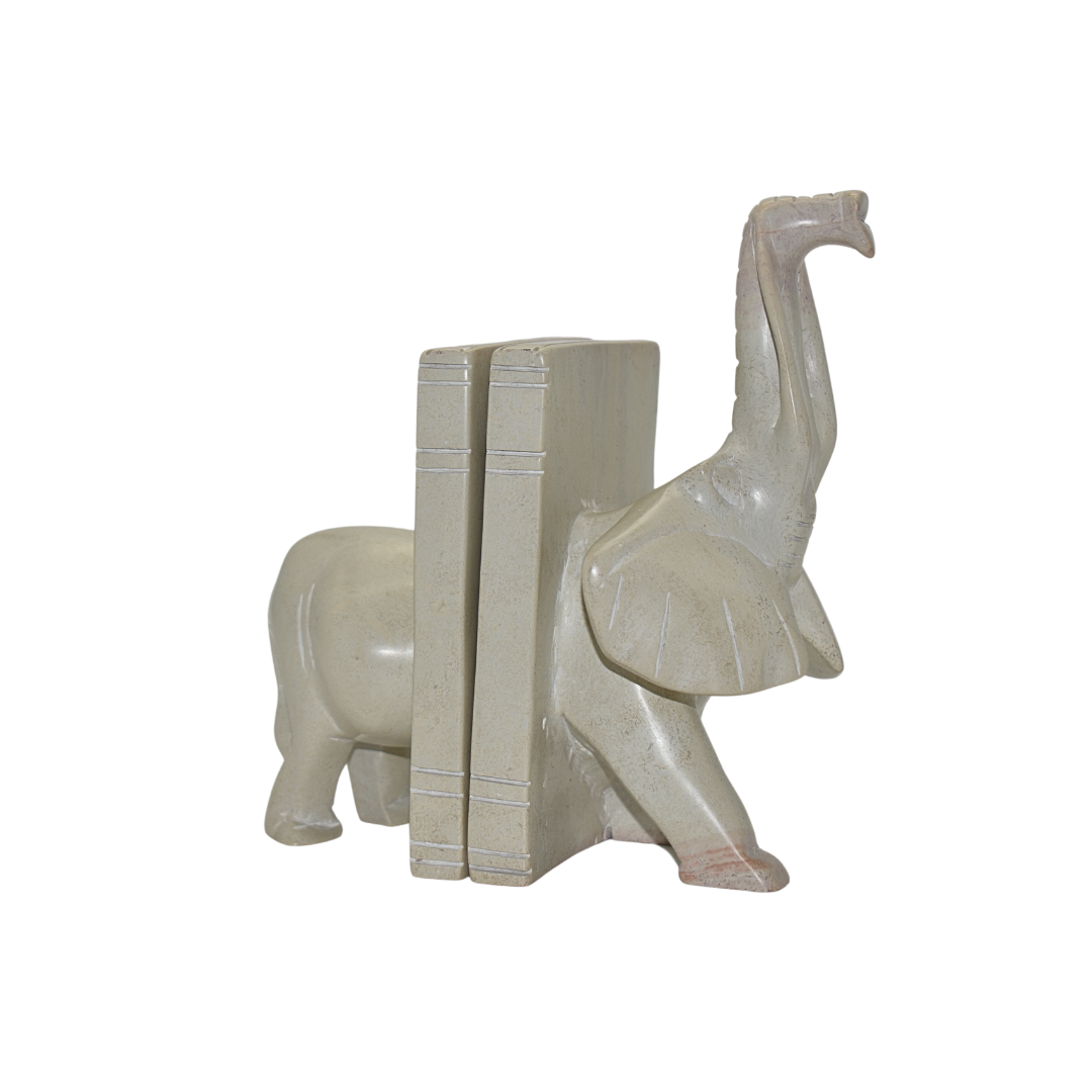 Hand Crafted Soapstone Elephant Pen Holder - Botanical Elephant