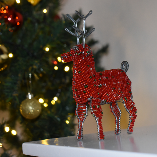 Beaded Reindeer Christmas Decoration