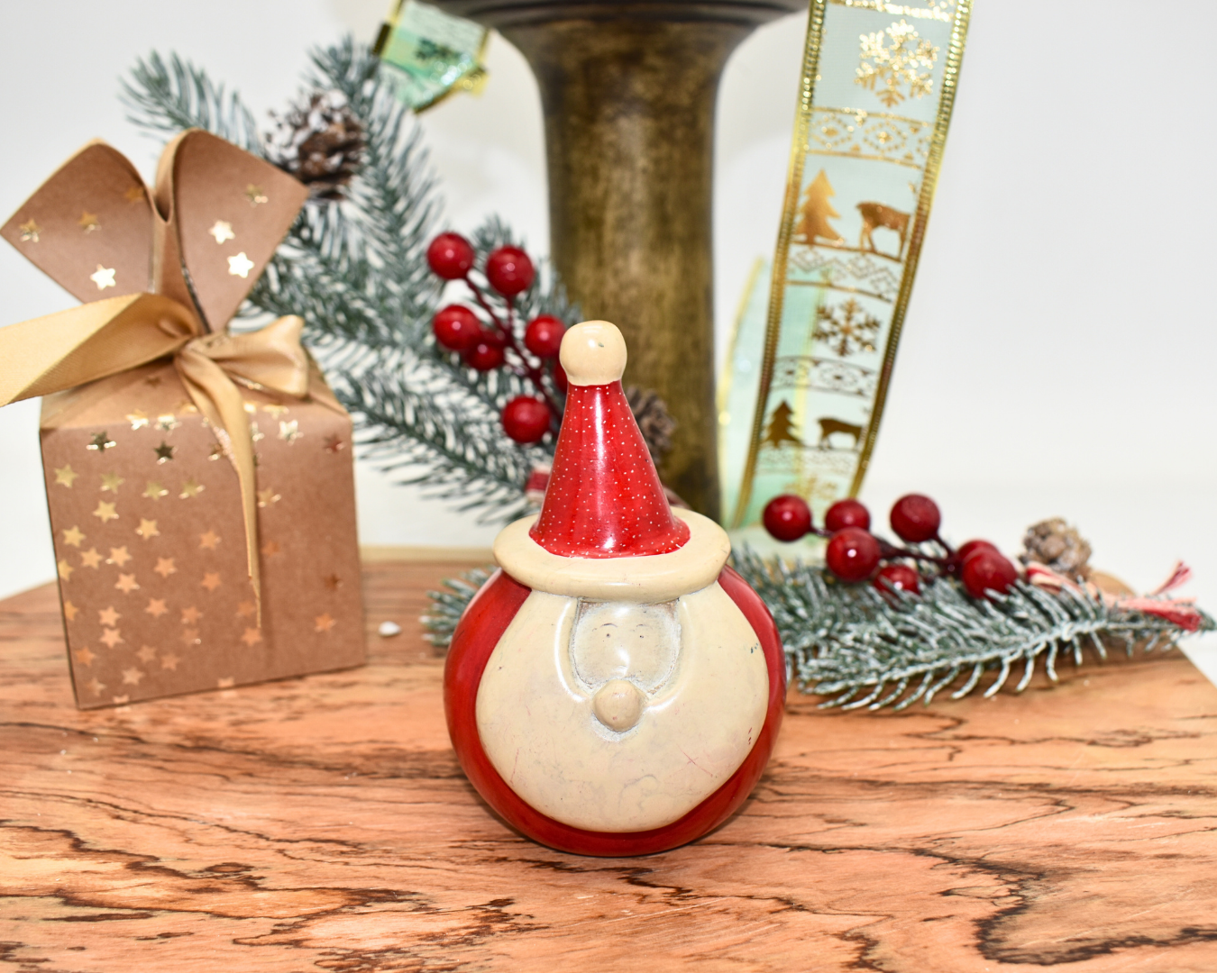 Soapstone Santa Figurine Christmas Décor | Kenyan Hand-Carved | Festive Holiday Figurine