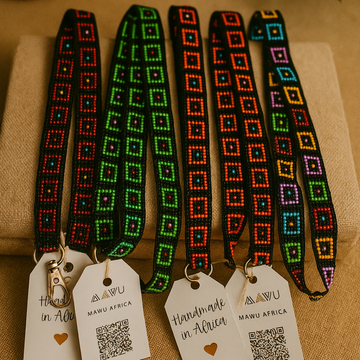 Handmade Beaded Lanyard | Maasai Beadwork | ID Badge Holder | Customizable| Box style