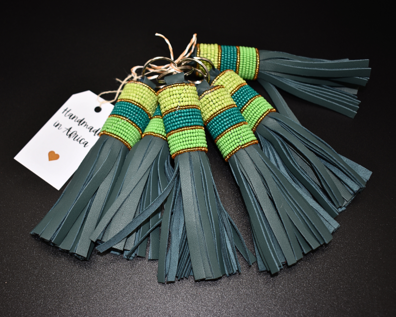 Leather Tassels Keyrings/Keyholder with Beads