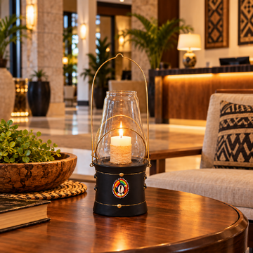 Wooden Candle Lamp with Maasai Beadwork