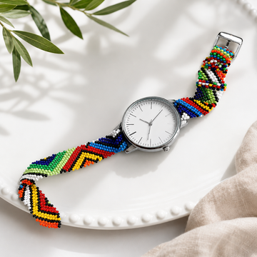 Handmade African Beaded Watch – Colorful Maasai-Inspired Beadwork Strap Wristwatch - Mawu Africa