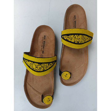 Cork sole sandals- Yellow & Black