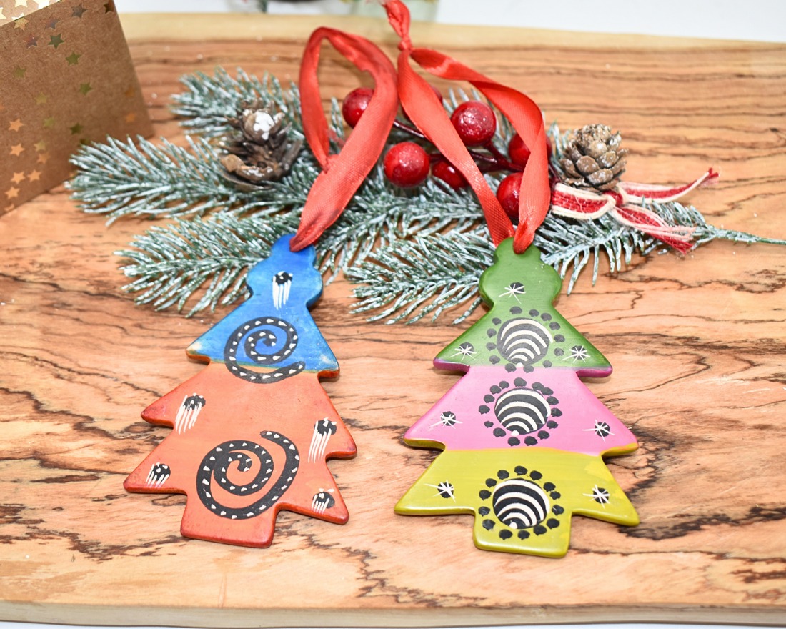 Soapstone Christmas Tree Ornaments Set of 3 | Kenyan Hand-Carved