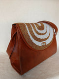 Brown Hand-Beaded Flap Crossbody Bag - Mawu Africa