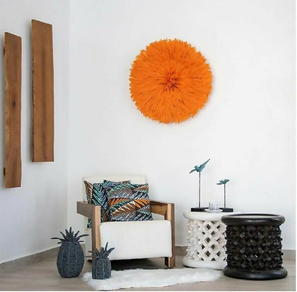 African Feather Juju Hat/Bamiléké Ceremonial Wall Décor - Mawu Africa
