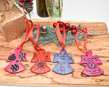 Soapstone Angel Christmas Tree Ornaments | Set of 3 | Kenyan Hand-Carved Dangling Décor