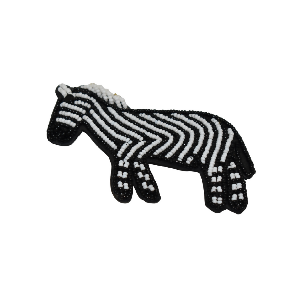 Handmade Beaded Zebra Fridge Magnet – African Wildlife Kitchen Décor