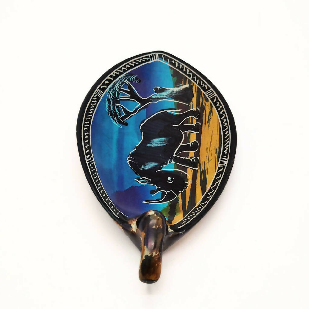 Rhino Soapstone Bowl| Blue Color Soapstone Bowl - Mawu Africa