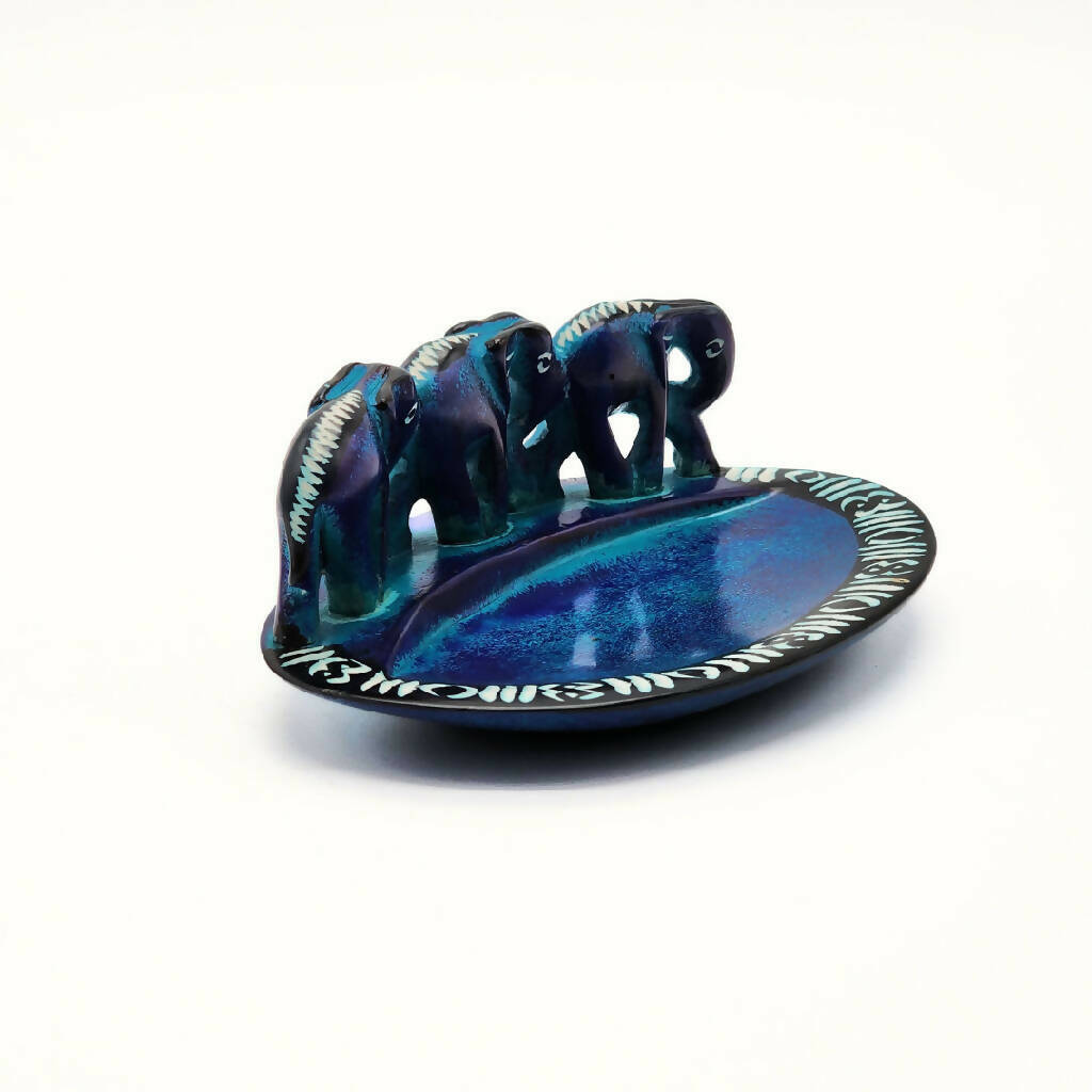 Tri Blue Soapstone Bowl - Mawu Africa