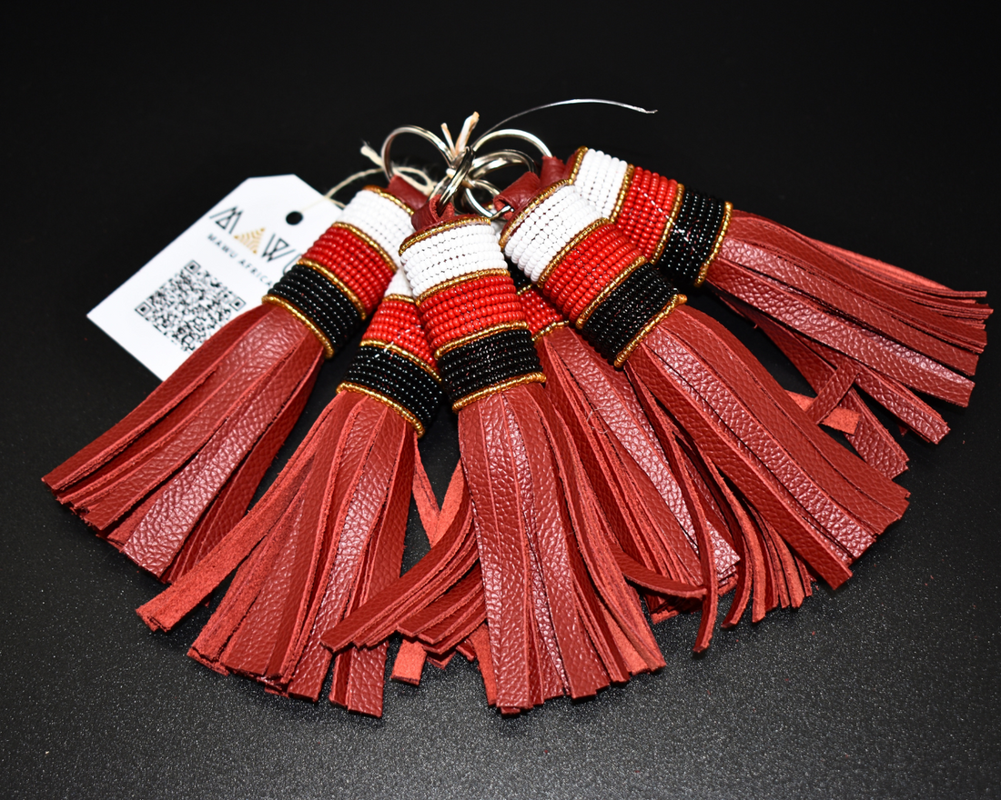 Leather Tassels Keyrings/Keyholder with Beads